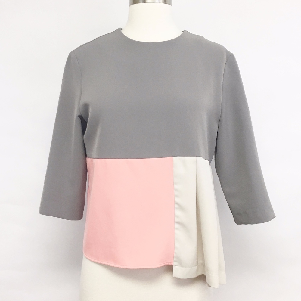 pinto | 3/4 sleeve colorblock ruffle blouse sz 10